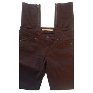 VINCE Calgary Claret SKINNY Ankle ZIP Pants Curvy Casual Jeans 25 All-Seasons